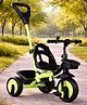Plug & Play Kids Tricycle with Parental Push Handle - Black & Neon| Safety Harness| High Backrest| Dual Storage Basket| Trike for Boys & Girls| Strong Durable Frame & Wheels