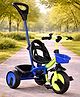 Plug & Play Kids Tricycle with Parental Push Handle - Neon & Blue| Safety Harness| High Backrest| Dual Storage Basket| Trike for Boys & Girls| Strong Durable Frame & Wheels