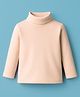 Zero Knit Full Sleeves Soild Color High Neck Winter T-Shirt - Peach