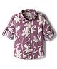 JASH KIDS Oxford Woven Full Sleeves Floral Printed Shirt - Wine