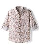 JASH KIDS Oxford Woven Full Sleeves Shirt With Floral Print - Khaki