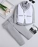 Fourfolds Cotton Blend Woven Full Sleeves Geometric Textured 3 Piece Party Suit With Bow Set - Grey