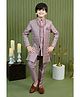 Ahhaaaa Jacquard Woven Full Sleeves Floral Embroidered & Sequins Embellished Sherwani Pant Set - Pink