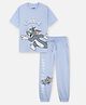 Nap Chief Pure Cotton Knit Warner Bros Featuring Half Sleeves Tom & Jerry Printed Tee Joggers Set - Light Blue
