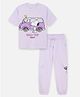 Nap Chief Pure Cotton Knit Peanuts Featuring Half Sleeves Snoopy Printed Tee Joggers Set - Lavender