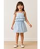 Lagorii Cotton Woven Sleeveless Striped Top & Skirt Set - Blue