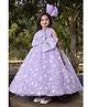 Lagorii Net Woven Sleeveless Floral Sequin Embellished & Bow Detailed Gown - Lavender
