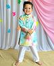KNITROOT Cotton Blend Woven Full Sleeves Gota Lace Embellished  Tie Dye Kurta With Pyjama Set - Multi Colour & White