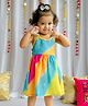 KNITROOT Cotton Blend Woven Sleeveless Bandhani Printed Gota Lace Embellished Halter Neck Dress - Multi Colour