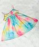 KNITROOT Cotton Blend Woven Sleeveless Gota Lace Embellished Tie Dye Dress - Multi Colour