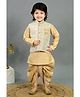 BT DEZINES Cotton Silk Woven Full Sleeves Geometric Floral Motifs Embroidered Kurta Dhoti Set With Jacket  - Fawn