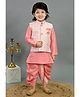 BT DEZINES Cotton Silk Woven Full Sleeves Geometric Floral Motifs Embroidered Kurta Dhoti Set With Jacket  - Pink