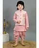 BT DEZINES Cotton Silk Woven Full Sleeves Sequin Embellished Kurta Dhoti Set With Jacket - Pink