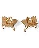 Enorme Gold Iron Lotus Shaped Decorative Traditional Indian Oil Lamp, Tealight for Pooja, Housewarming Gifts And Diwali Decoration- Set of 2