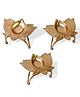 Enorme Lotus Shaped Decor Gold Iron Traditional Indian Oil Lamp, Tealight for Pooja, , Diwali Decoration And Housewarming Gifts- Set of 3