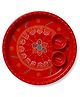 Enorme 8 Inch Traditional Flower Hand-Painted Red Pooja Thali With 2 Kumkum and Akshat Containers l Decorative Puja Plate For Festivals And Rituals