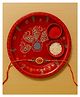 Enorme Hansh Design Traditional 8 Inch Hand-Painted Red Pooja Thali With 2 Kumkum & Akshat Containers, Decorative Puja Plate For Festivals & Rituals