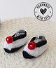 Woonie Floral Applique Detailed Slip On Handmade Crochet Booties - Black