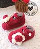 Woonie Floral Applique Detailed Handmade Booties - Maroon