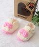 Woonie Woven Bow Applique Detailed Handmade Booties - Cream