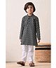 MoMaa Cotton Woven Full Sleeves Ethnic Motif Printed Kurta Pyjama Set - Black