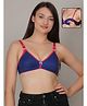 Fabme Cotton Knit Solid Non Padded Seamless Maternity Bra With Side Open Nursing Access - Blue