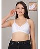 Fabme Cotton Knit Floral Applique Detailed Non Padded Seamless Maternity Bra With Side Open Nursing Access - White