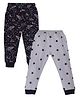 Kiwi Pack Of 2 Cotton Knit Space Theme Printed Lounge Pant - Black & Grey