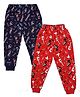 Hrit Pack Of 2 Cotton Knit Guitar Printed Lounge Pants - Red & Blue