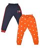 Kiwi Pack Of 2 Cotton Knit Stars Printed Lounge Pant - Blue & Orange