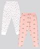 Hrit Pack Of 2 Cotton Knit Rainbow Printed Lounge Pants - White & Pink