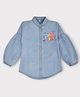 Hrit Denim Woven Full Sleeves Girl Power Text Printed Shirt - Blue