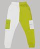 Hrit Cotton Knit Colour Blocked Lounge Pants - White & Green