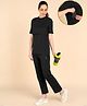 Zelena 95% Cotton 5% Lycra Knit Half Sleeves Solid Maternity Top & Pajama With Two Layer Lift Nursing Access -Black
