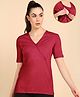 Zelena 95% Cotton 5% Elastane Woven Half Sleeves Solid Maternity  Top With Side Open Nursing Acces - Deep Red