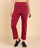Zelena 95% Cotton 5% Elastane Knit Solid Pre & Post Pregnancy Maternity Pants - Deep Red