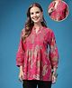 Zelena 100% Cotton Knit Three Fourth Puffed Sleeves Floral Printed Maternity Top With Front Button Nursing Access - Pink