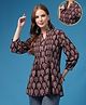 Zelena 100% Cotton Knit Three Fourth Puffed Sleeves Floral Printed Maternity Top With Front Button Nursing Access - Plum