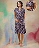 Zelena Rayon Half Sleeves Floral Printed Aarna Noor Indigo Maternity Dress With Side Zipper Open Nursing Access - Black