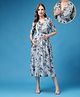 Zelena Rayon Woven Half Sleeves Floral Printed Maternity Dress With Front Open Nursing Access - Sky Blue