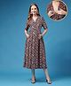 Zelena Rayon Woven Half Sleeves Floral Printed Maternity Dress With Front Open Nursing Access - Multi Colour