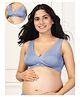 Zelena 95% Modal 5% Elastane Padded Solid Maternity Bra With Front Open Nursing Access - Medium Blue