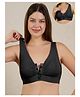 Zelena 95% Modal 5% Elastane Ruched Solid Maternity Bra With Front Open Nursing Access - Black