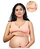 Zelena 95% Modal 5% Elastane Knit Sleeveless Solid Padded Maternity Bra With Nursing Access  - Paper Peach