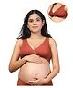 Zelena 95% Modal 5% Elastane Knit Sleeveless Solid Padded Maternity Bra With Nursing Access -  Rust