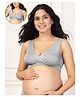Zelena 95% Modal 5% Elastane Knit Sleeveless Solid Padded Maternity Bra With Nursing Access - Silver Grey