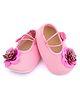Daizy Floral Glitter Applique Detailed With Buckle Closure Booties - Baby Pink