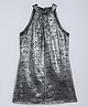 Taffykids Knit Sleeveless Metallic Dress - Silver & Black
