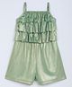 Taffykids Knit Sleeveless Holographic Layered Jumpsuit - Green