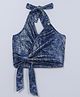 Taffykids Knit Sleeveless Abstract Printed Halter Neck Crop Top - Blue & Grey